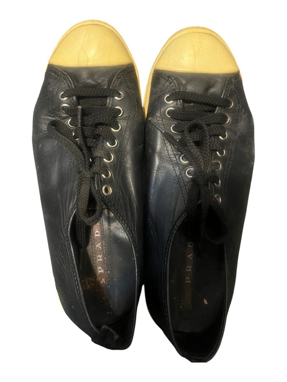 vintage Prada black leather sneakers